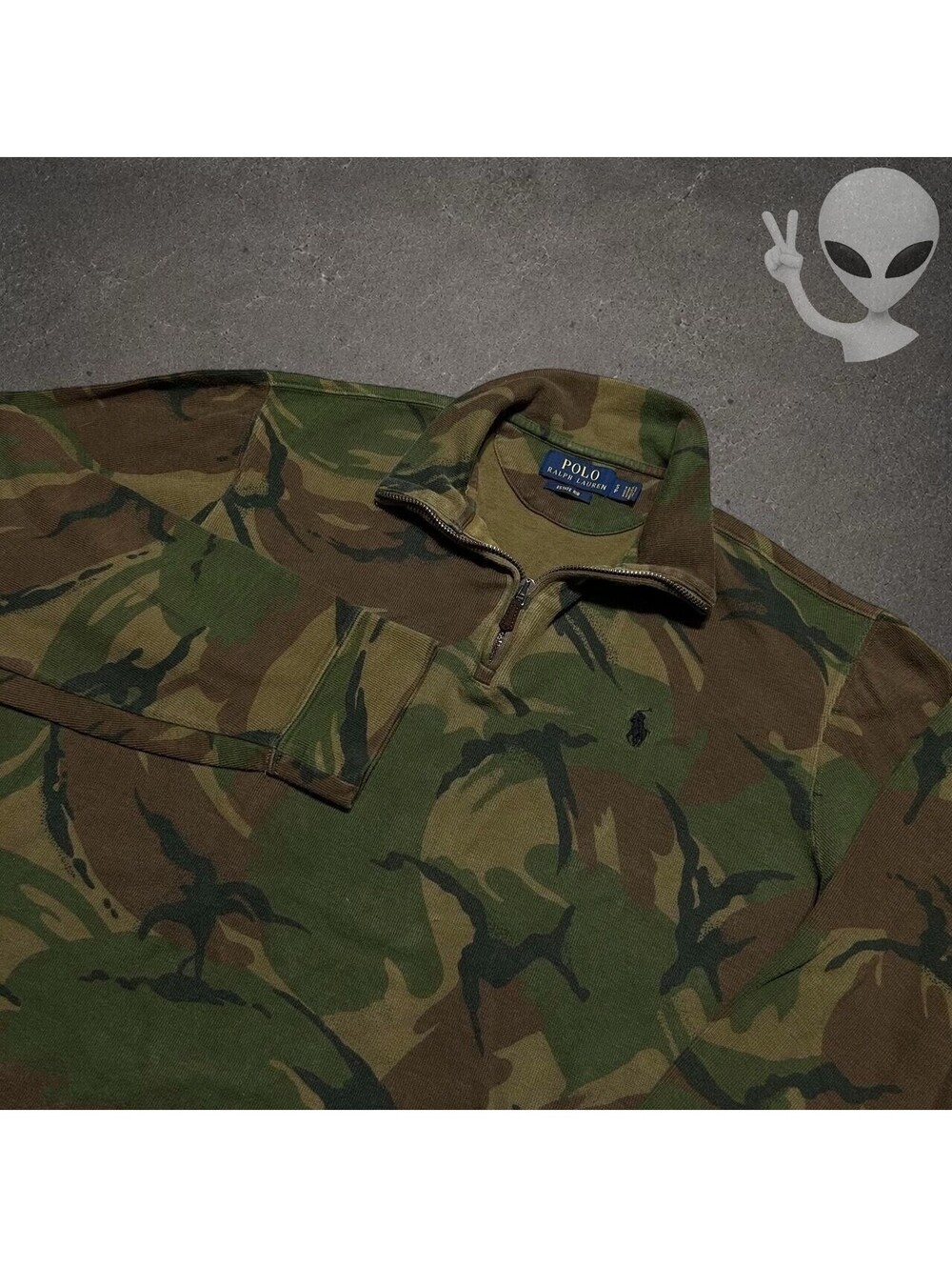 Polo Ralph Lauren Quarter-Zip Sweater Men's Size S Camouflage Estate Rib Cotton